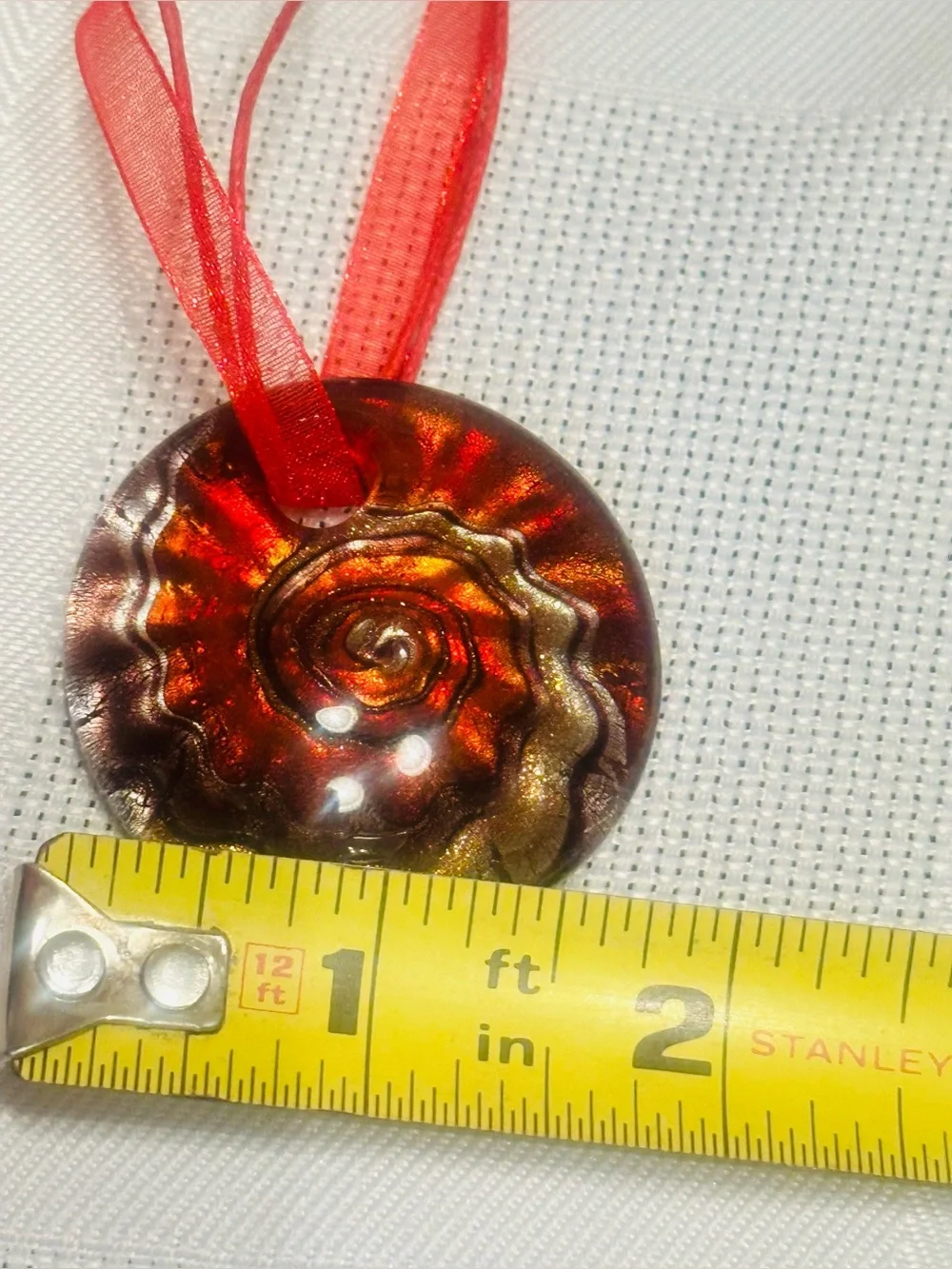 Murano Style Art Glass Handmade Red Swirl Pendant Necklace